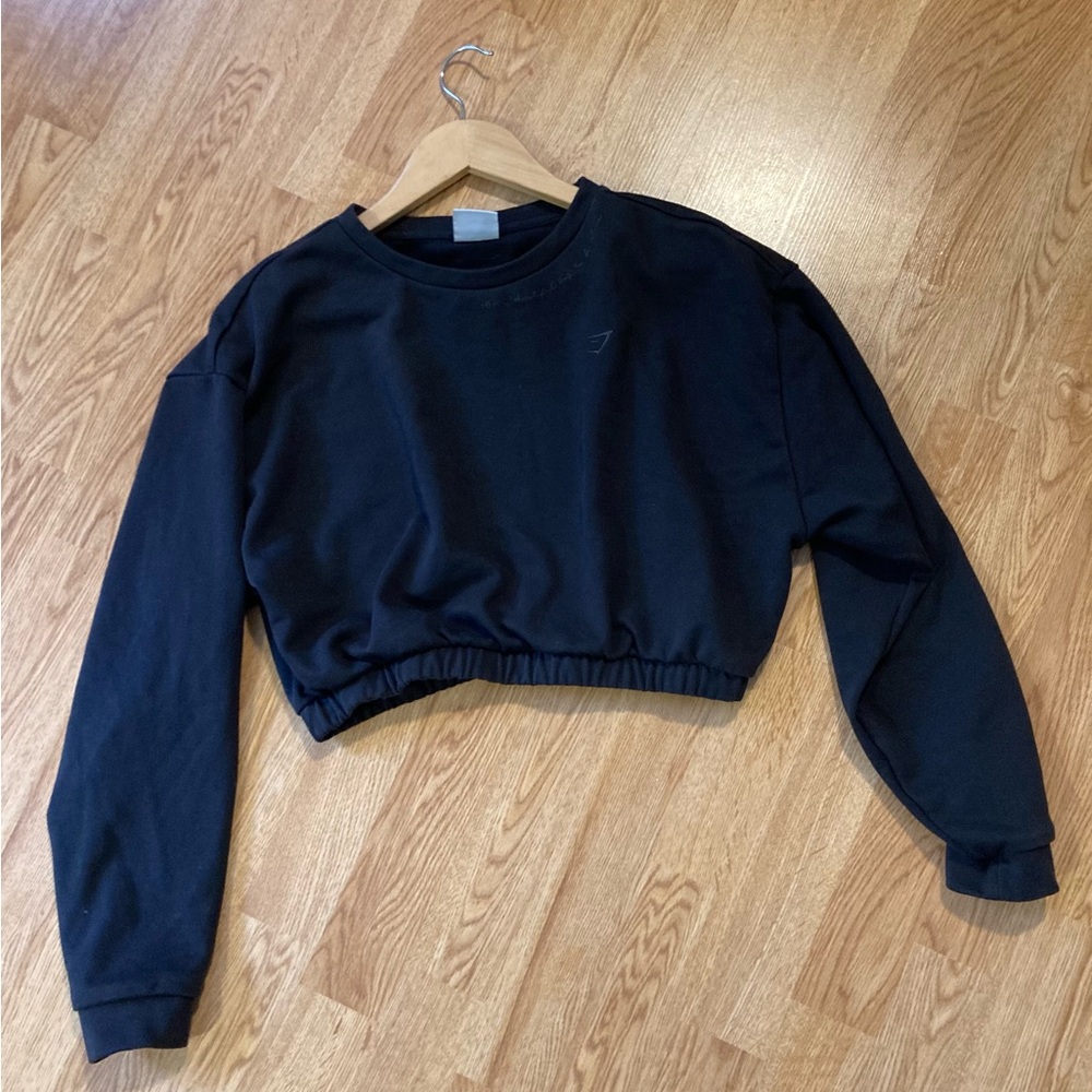 Gymshark Whitney Simmons Black Cropped Crewneck Sweatshirt